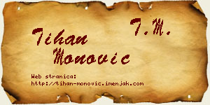 Tihan Monović vizit kartica